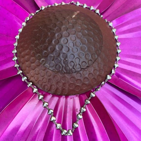 Rare Vintage Sterling Miniature Puffy Heart Chain Link Necklace 1980’s dainty - Picture 1 of 15